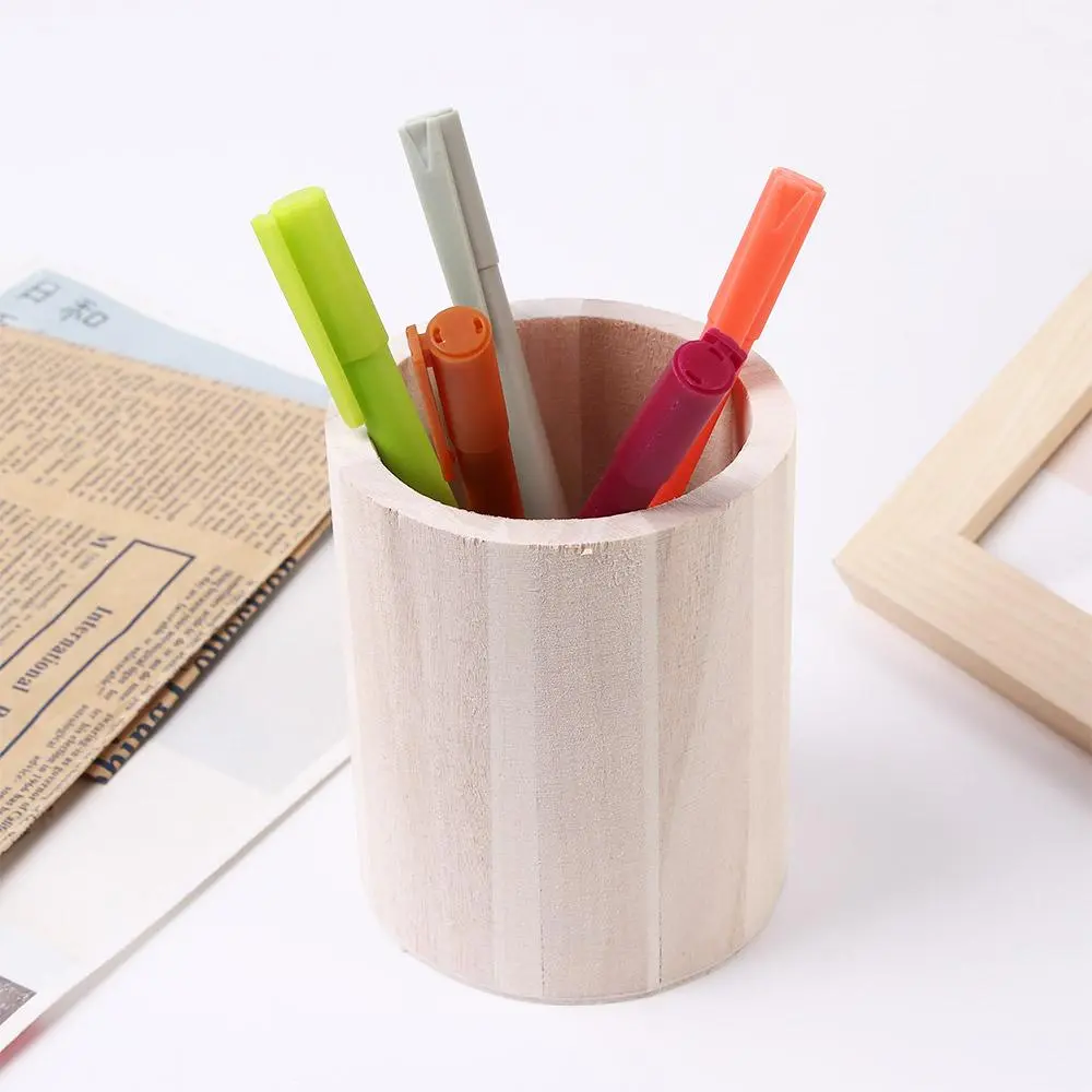 Lovely Simplicity Office Desk Accessories Stationery Office Organizer Storage Box Pen Holder Wooden Pencil Holders