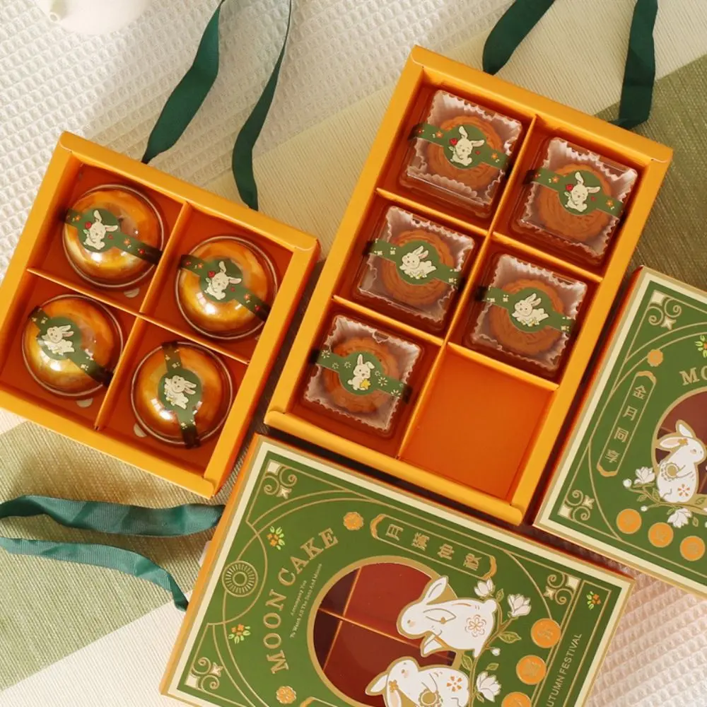 Funny Bronzing Process Mooncake Packaging Boxes DIY White Card Dessert Gift Box Handmade Guest Party