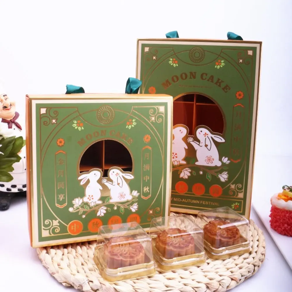 Funny Bronzing Process Mooncake Packaging Boxes DIY White Card Dessert Gift Box Handmade Guest Party