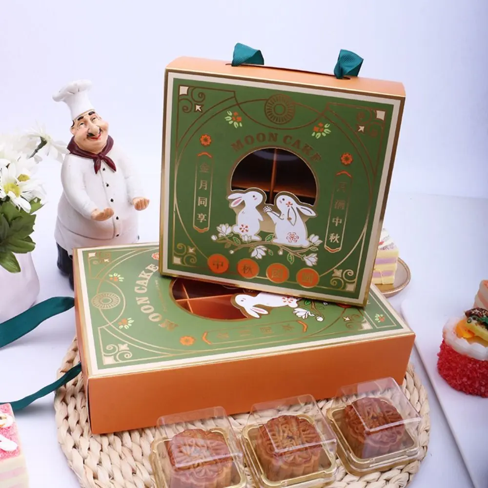 Funny Bronzing Process Mooncake Packaging Boxes DIY White Card Dessert Gift Box Handmade Guest Party