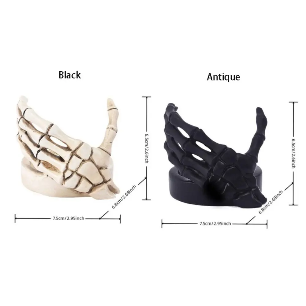 Simple Resin Art Skeleton Hand Candlestick Handmade Exquisite Gothic Candle Holder Unique Halloween Skeleton Statue Living Room