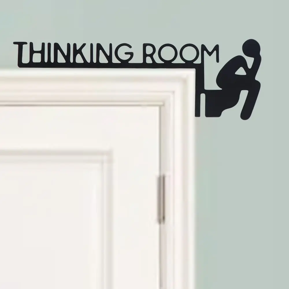 Drop Ornaments Metal Toilet Door Sign Black Modern Thinking Room Wall Mount Sculpture Funny Decorative Door Frame Pendant Home