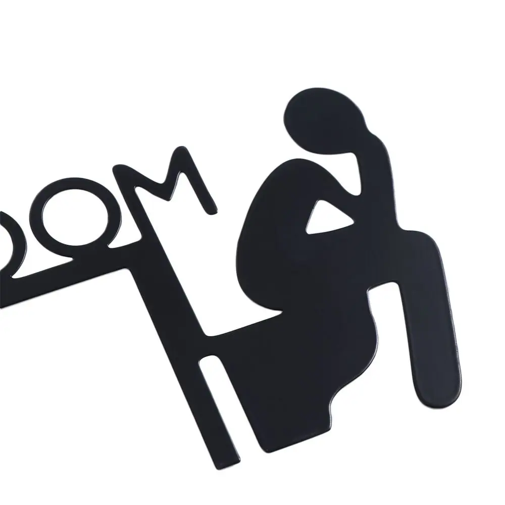 Drop Ornaments Metal Toilet Door Sign Black Modern Thinking Room Wall Mount Sculpture Funny Decorative Door Frame Pendant Home