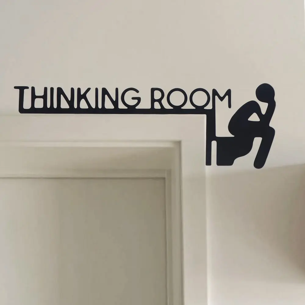 Drop Ornaments Metal Toilet Door Sign Black Modern Thinking Room Wall Mount Sculpture Funny Decorative Door Frame Pendant Home