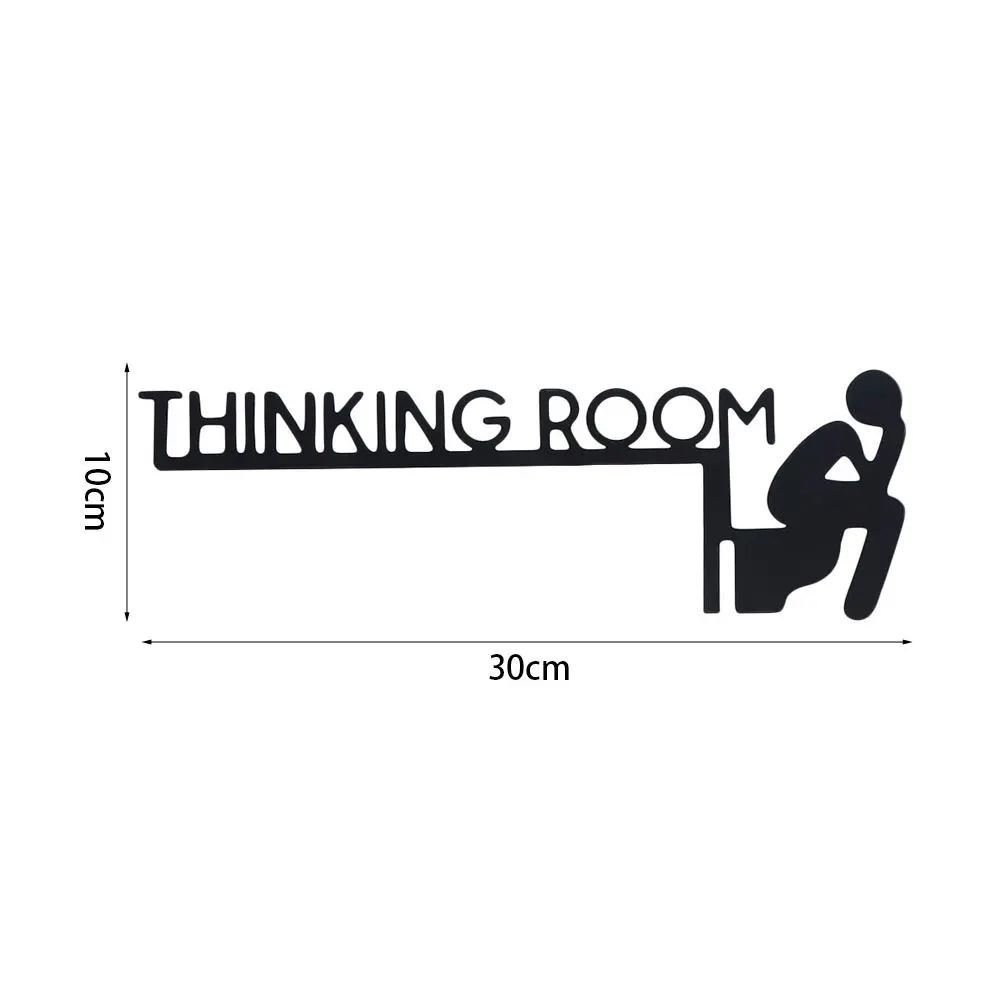 Drop Ornaments Metal Toilet Door Sign Black Modern Thinking Room Wall Mount Sculpture Funny Decorative Door Frame Pendant Home