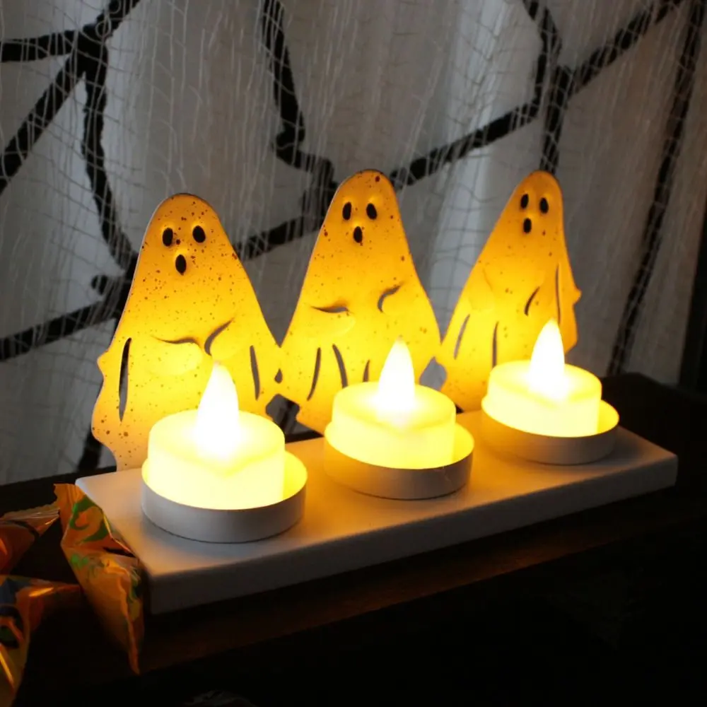 Crafts Creative Ghost Candle Stand Funny Portable Halloween Candle Holder Prop Iron Halloween Ornament Home