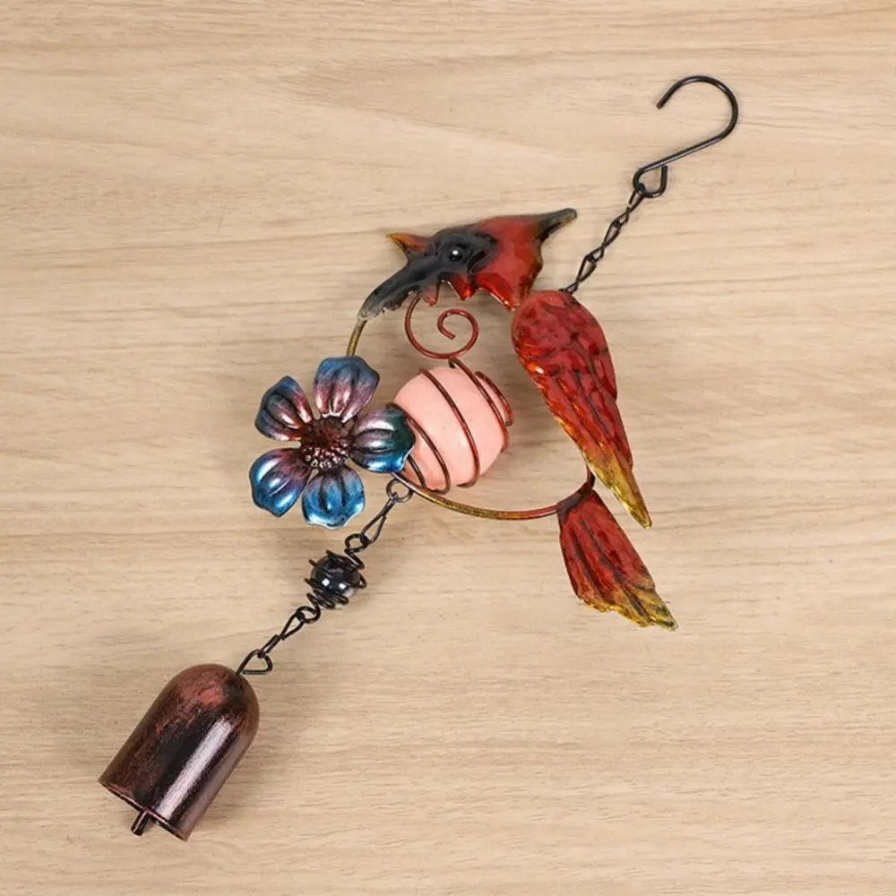 Metal Tubes Luminous Bird Wind Chime Wrought Iron Handicraft Hummingbird Wind Chime With Glowing Ball Garden Hanging Bells