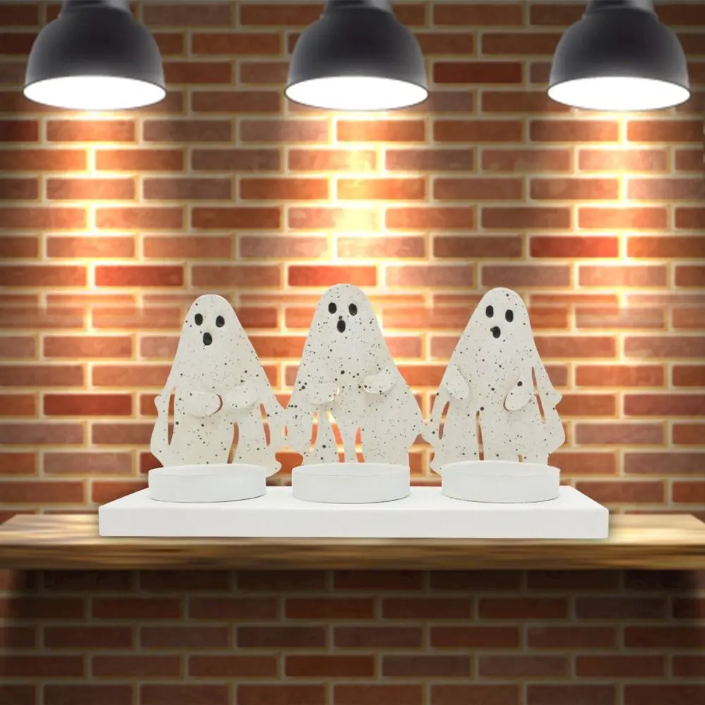 Crafts Creative Ghost Candle Stand Funny Portable Halloween Candle Holder Prop Iron Halloween Ornament Home
