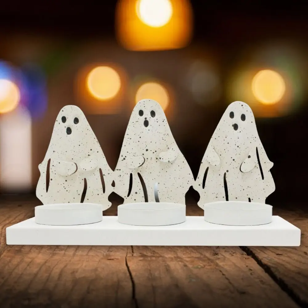 Crafts Creative Ghost Candle Stand Funny Portable Halloween Candle Holder Prop Iron Halloween Ornament Home