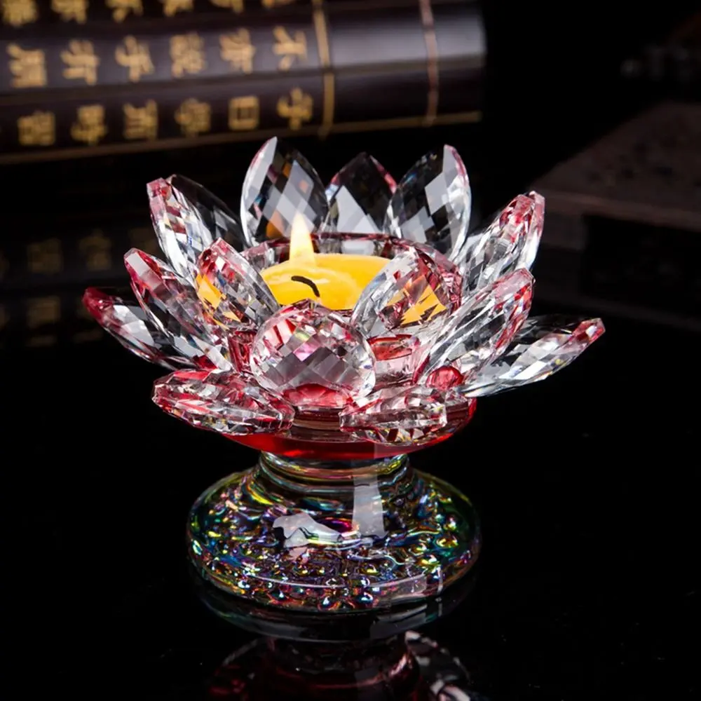 Lotus Flower Quartz Crystal Lotus Multicolor Purity Lotus Candlestick Holder Tall Feet Tall Feet Lotus Figurines