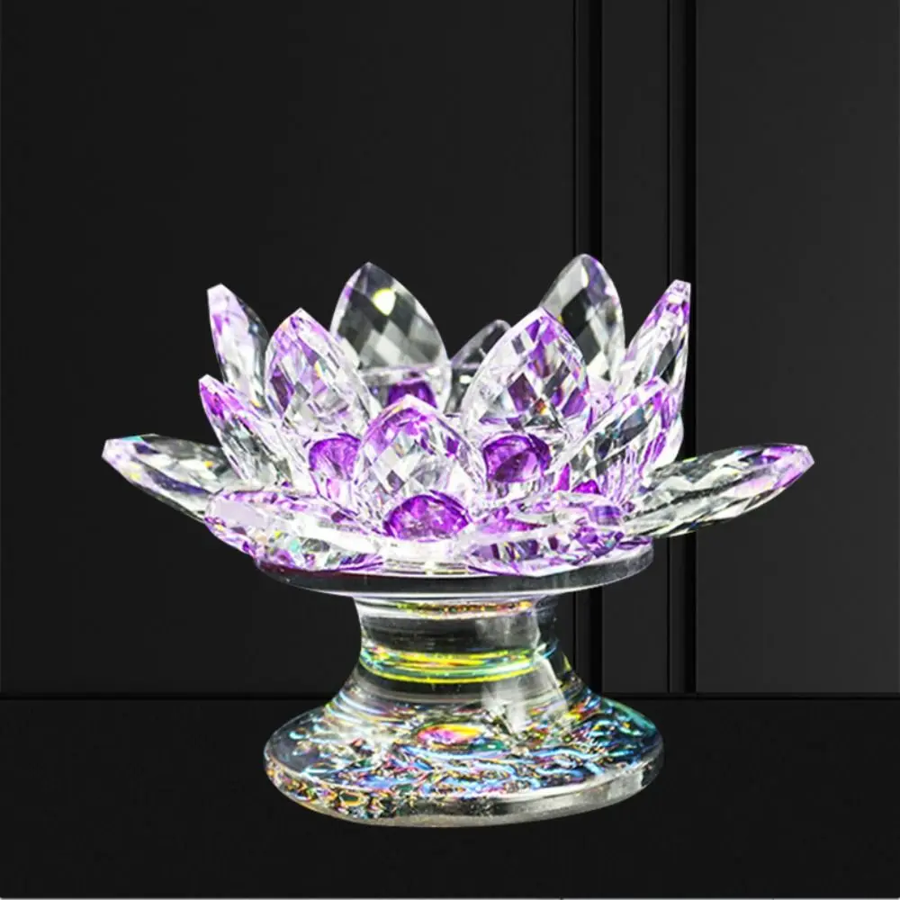 Lotus Flower Quartz Crystal Lotus Multicolor Purity Lotus Candlestick Holder Tall Feet Tall Feet Lotus Figurines