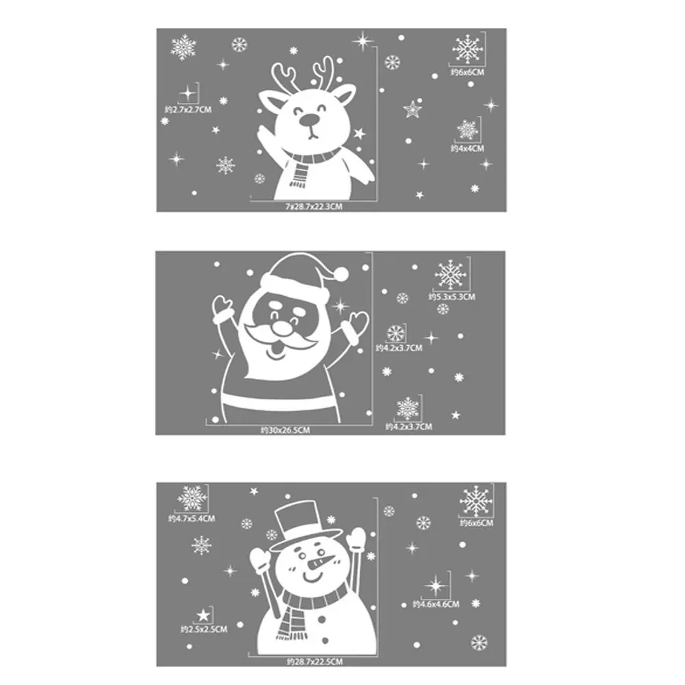 Creative White Christmas Window Stickers Santa Claus Elk Christmas Wall Sticker Snowman Large Glass Windows