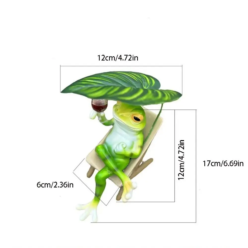 Crafts Resin Vacation Frog Ornament Cute with Leaf Garden Frog Statue Waterproof Cartoon Animal Sculpture Balcony