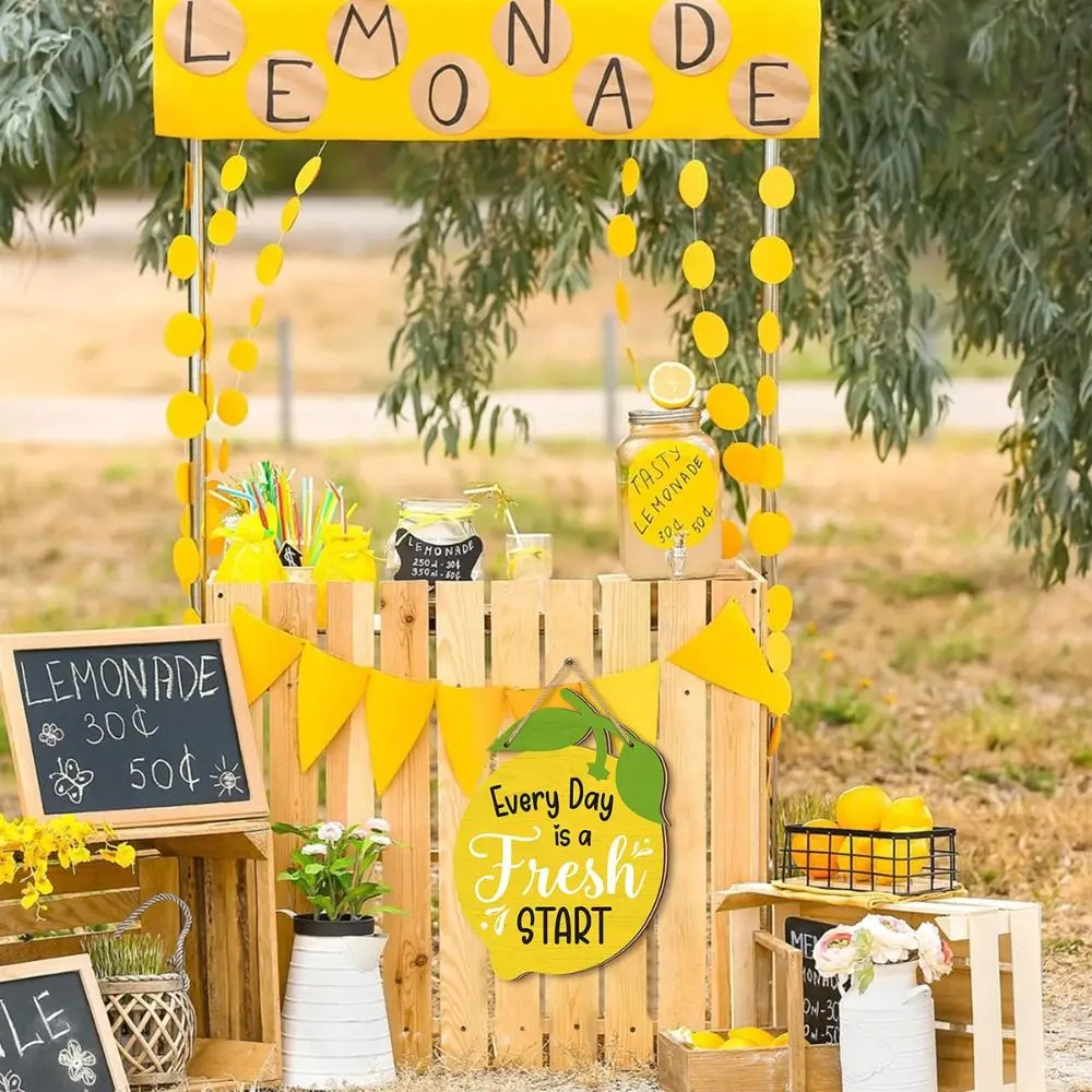 Durable Wooden Summer Lemon Signs Cartoon Wall Art Lemon Wall Ornaments Funny Welcome Hanging Board For Home Room Party