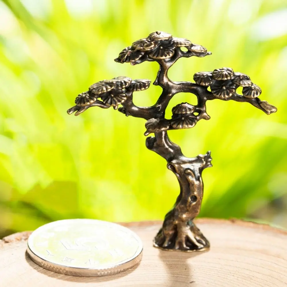 Micro-landscap Decoration Copper Easy Move Welcome Pine Statue Small Pine Ornament Simulation Welcome Pine Miniature Sculpture