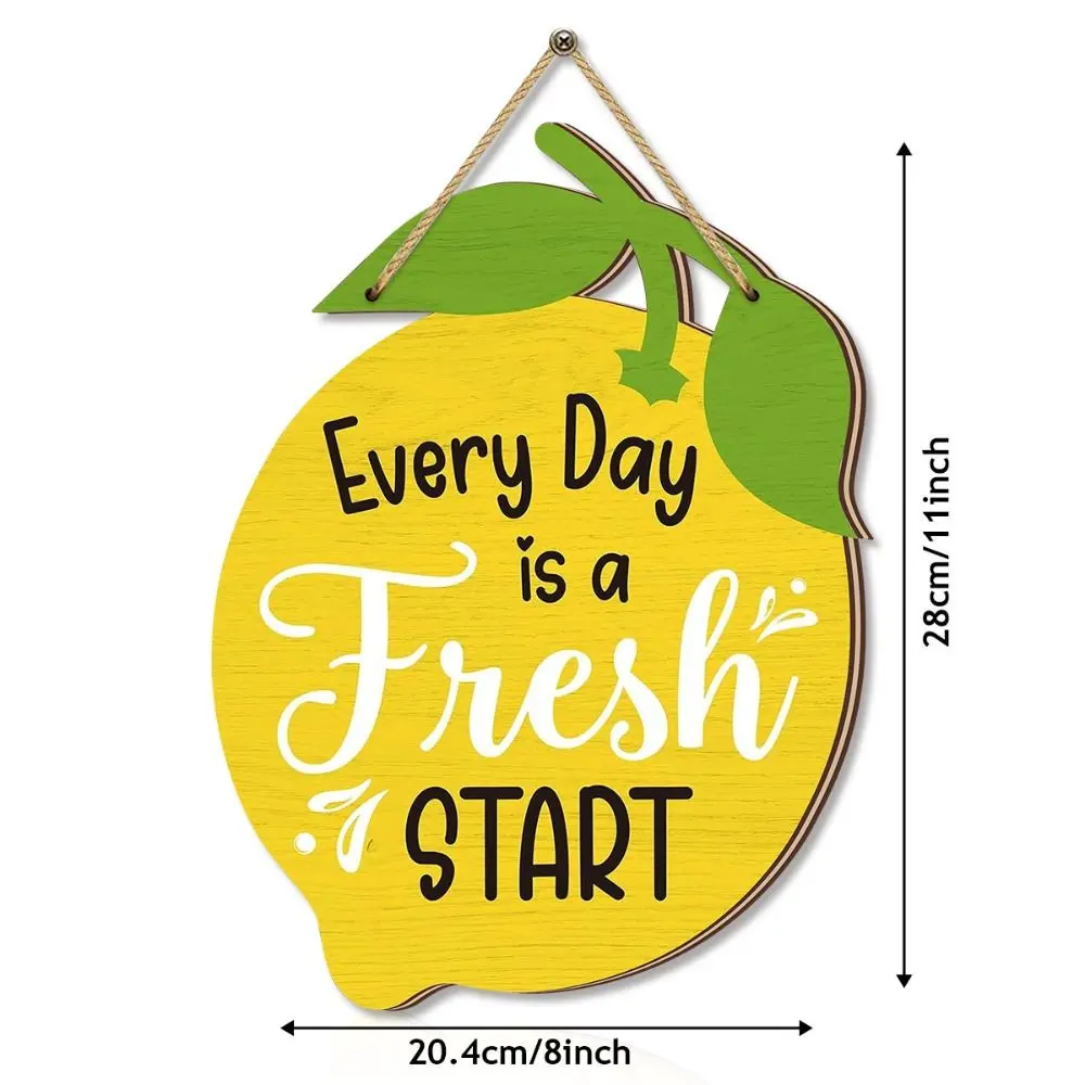 Durable Wooden Summer Lemon Signs Cartoon Wall Art Lemon Wall Ornaments Funny Welcome Hanging Board For Home Room Party