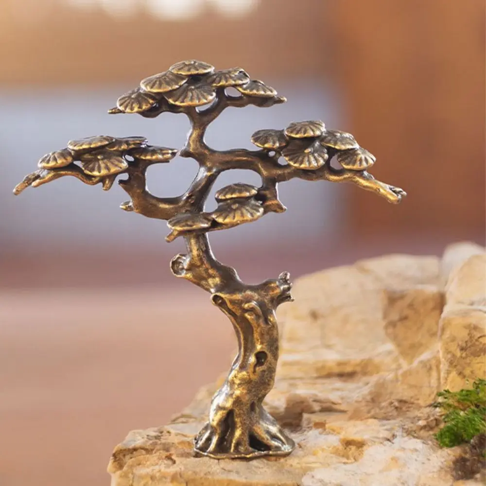 Micro-landscap Decoration Copper Easy Move Welcome Pine Statue Small Pine Ornament Simulation Welcome Pine Miniature Sculpture