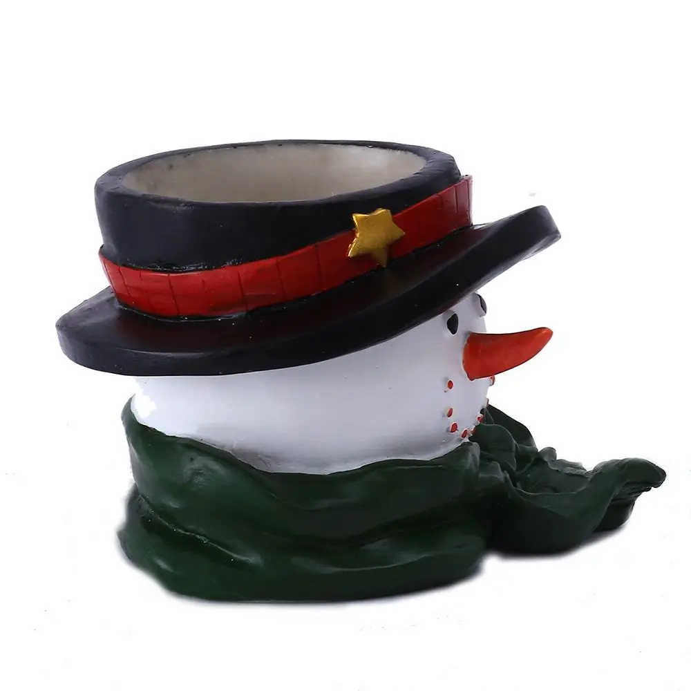 Cartoon Creative Snowman Candle Holder Realistic Retro Snowman Candlestick Resin Craft Candlestick Holder Table Decoration