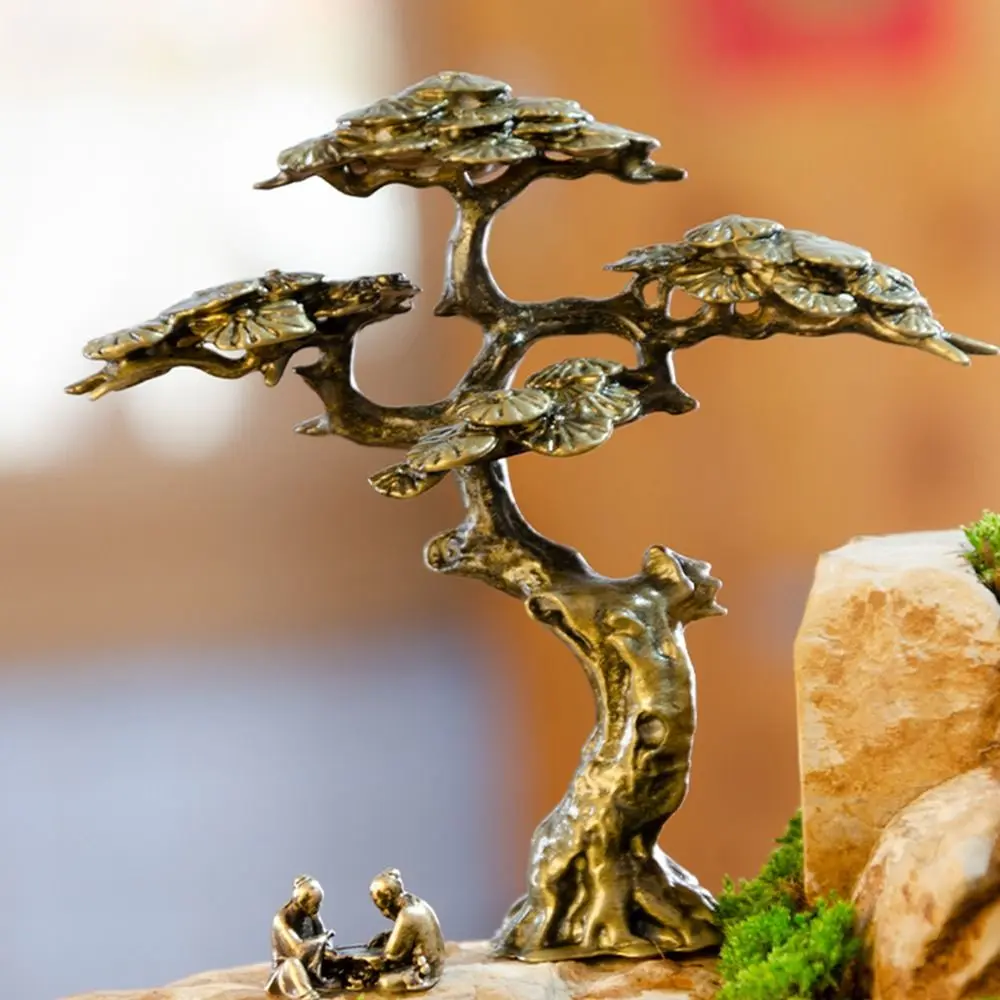 Micro-landscap Decoration Copper Easy Move Welcome Pine Statue Small Pine Ornament Simulation Welcome Pine Miniature Sculpture