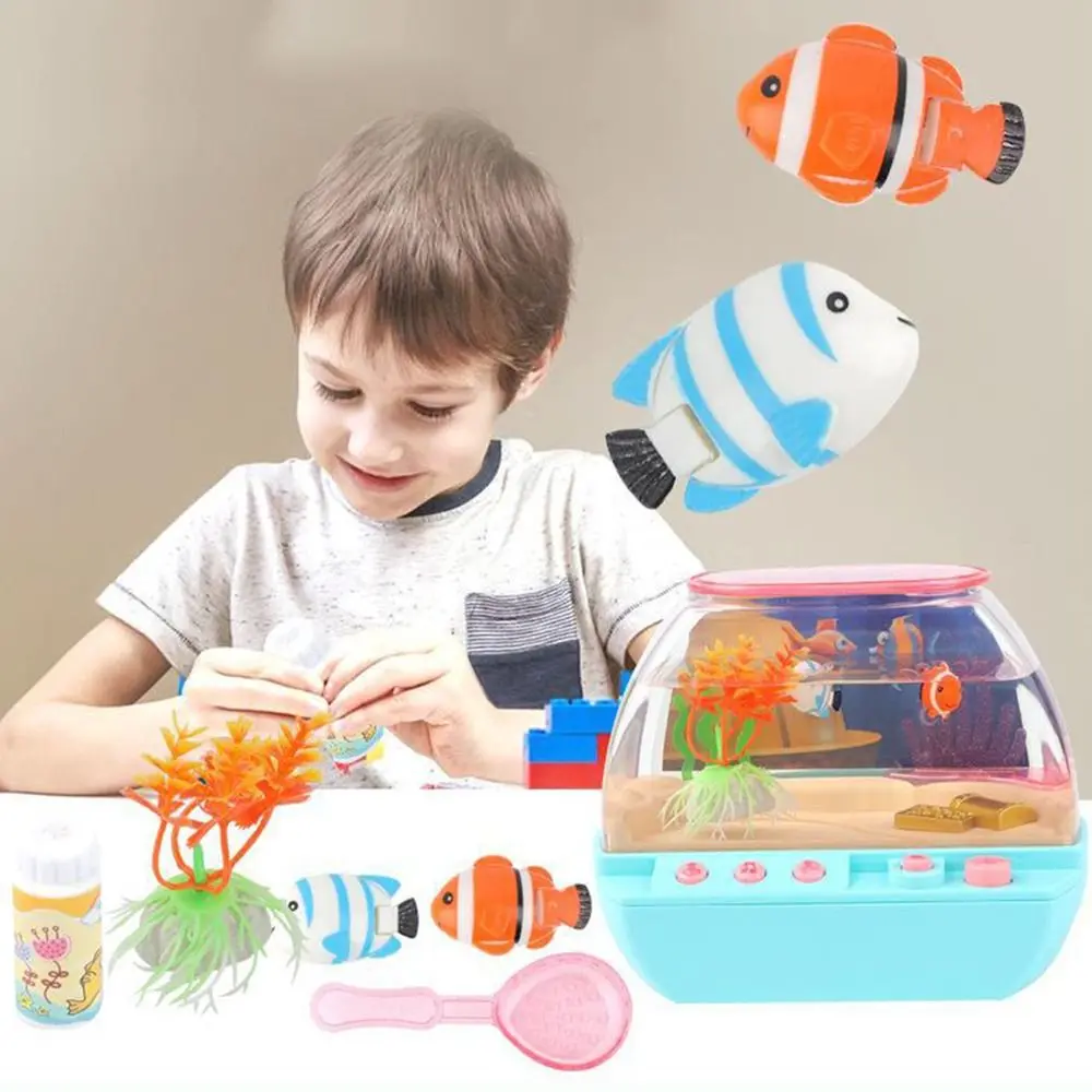 Easy To Use Creative Artificial Aquarium Toy Cartoon Light Up LED Light Up Tank Lovely Electric Mini Simulation Fish Tank Home