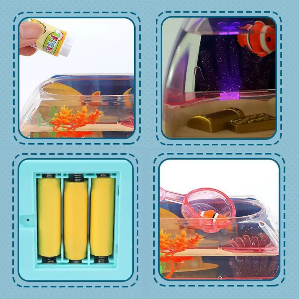 Easy To Use Creative Artificial Aquarium Toy Cartoon Light Up LED Light Up Tank Lovely Electric Mini Simulation Fish Tank Home