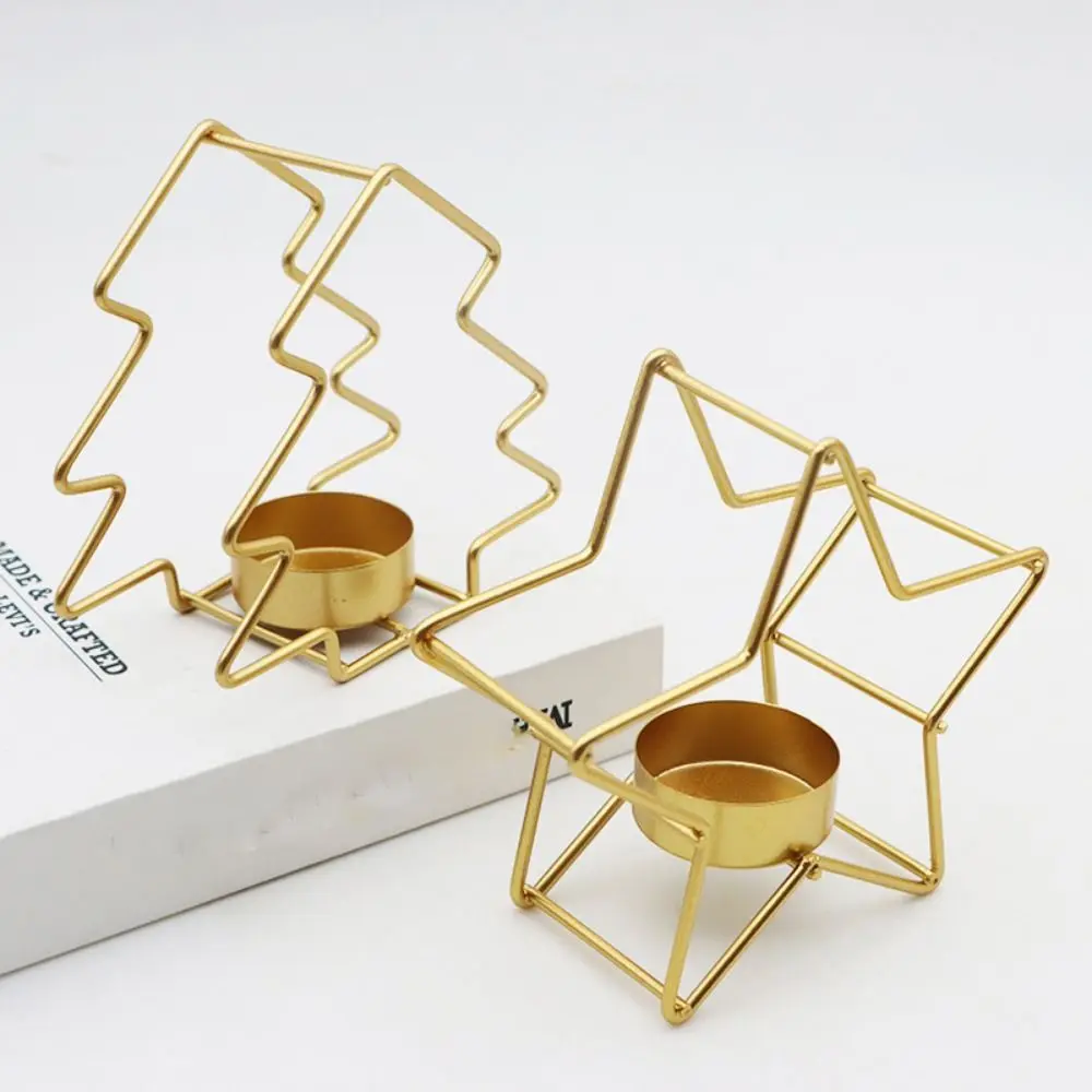 Romantic No Deformation Christmas Candlestick Rust-proof Exquisite Metal Candle Holder Small Desktop Candlestick ornaments Table