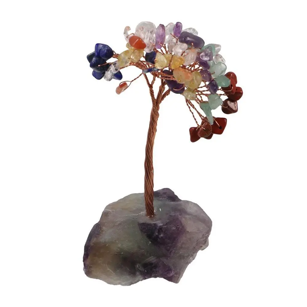 DIY Natural Crystal Tree Landscape With Base Crystal Feng Shui Trees Handwoven Stones Crafts Wealth Tree Ornaments