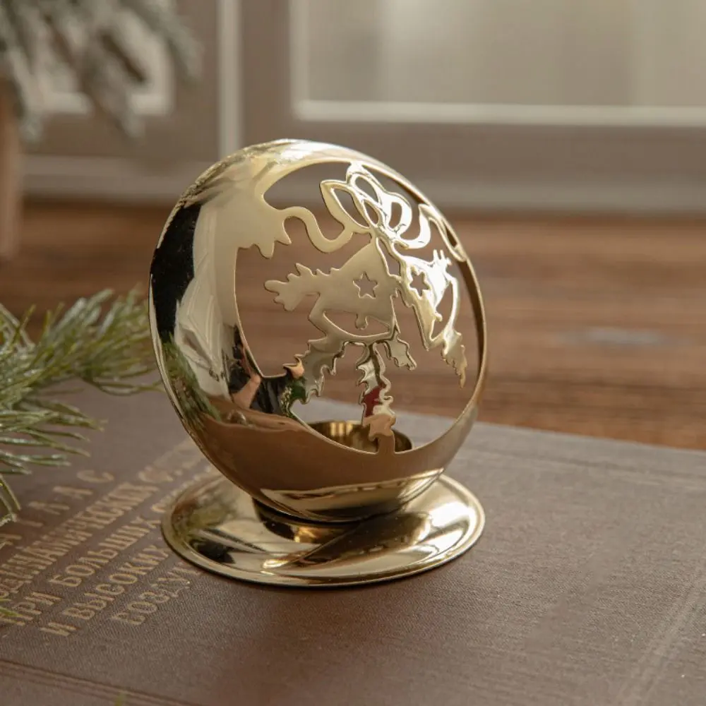 Nordic Style Christmas Candle Holder Deer Bell Christmas Tree Golden Iron Candlestick Candle Stand Tealight Holders