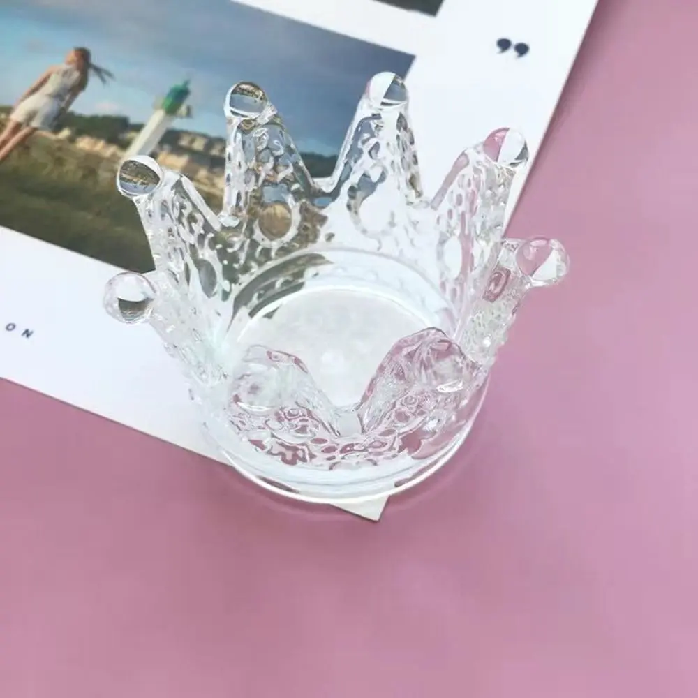 1/2Pcs Glass Crown Candle Holders Unique Safety Candlestick Stand Exquisite Glass Tea Light Holder Decoration Accessories
