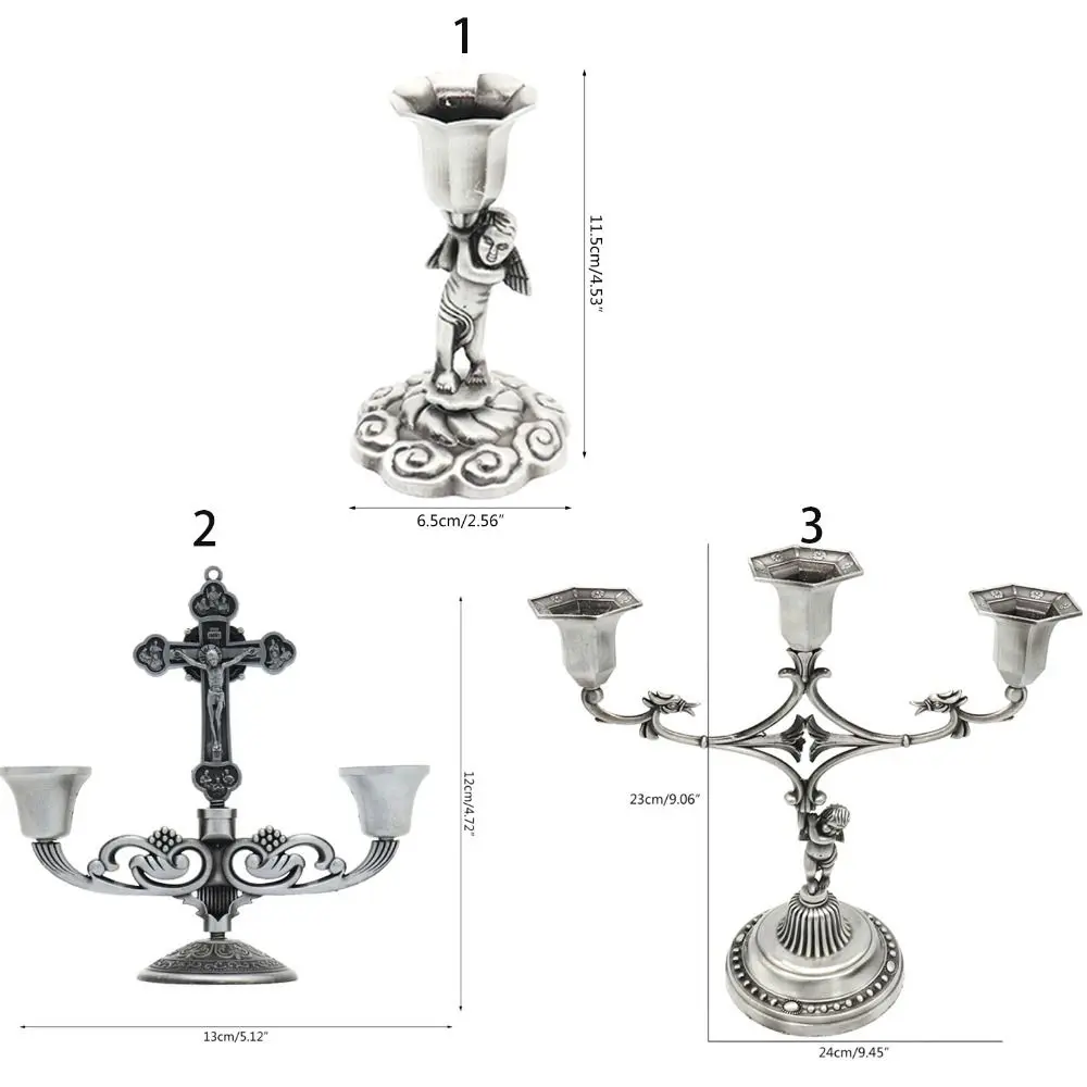 With Handle Christian Candle Holders Classical Anti-rust Crucifix Table Stand Easy to Carry Table Candlesticks Ornament