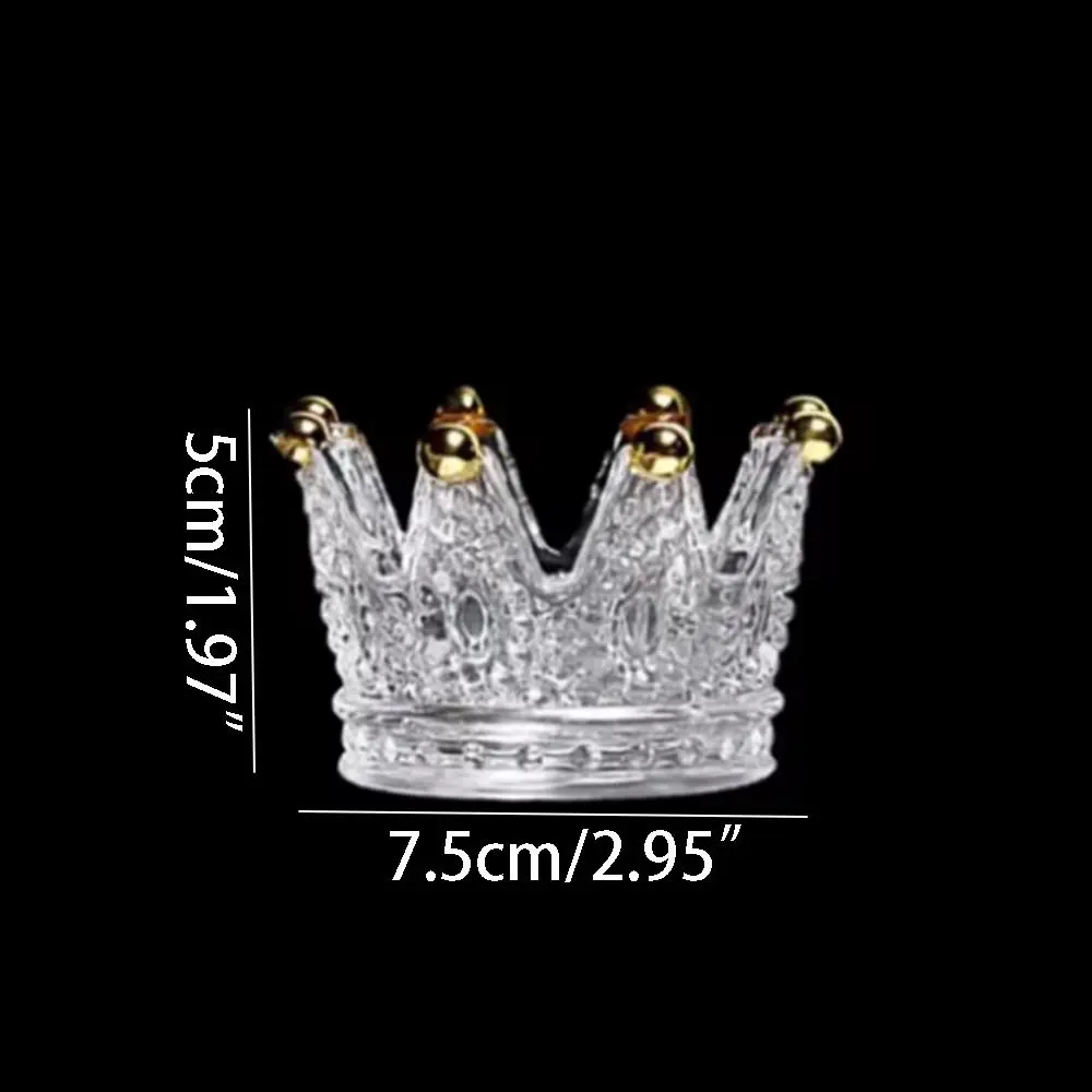 1/2Pcs Glass Crown Candle Holders Unique Safety Candlestick Stand Exquisite Glass Tea Light Holder Decoration Accessories