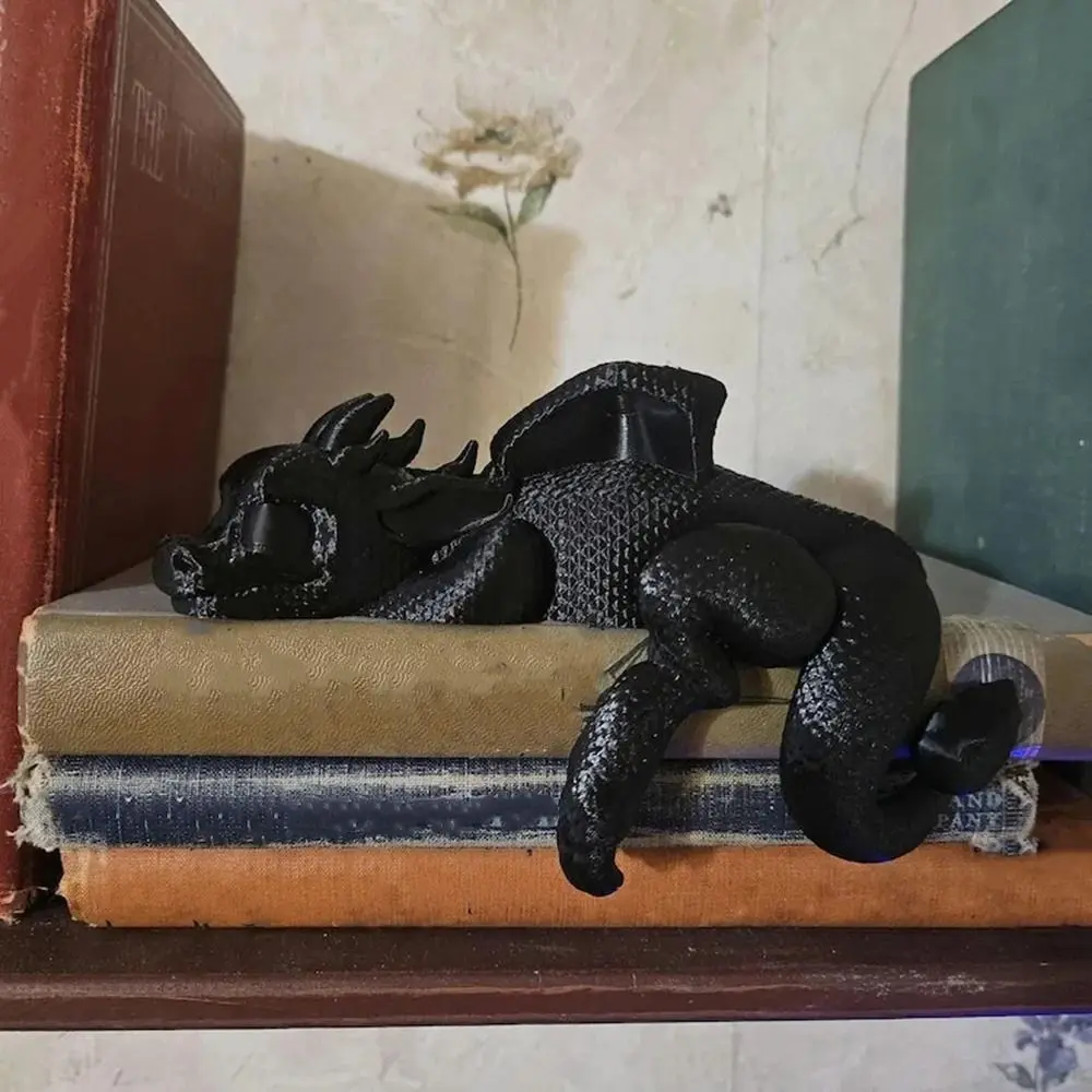 Creative 3D Printed Sleeping Dragon Bookshelf Plastic Decorative Dragon Figurine Funny Dragon Ornament Book