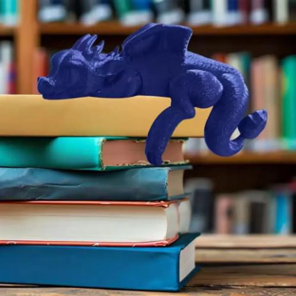 Creative 3D Printed Sleeping Dragon Bookshelf Plastic Decorative Dragon Figurine Funny Dragon Ornament Book