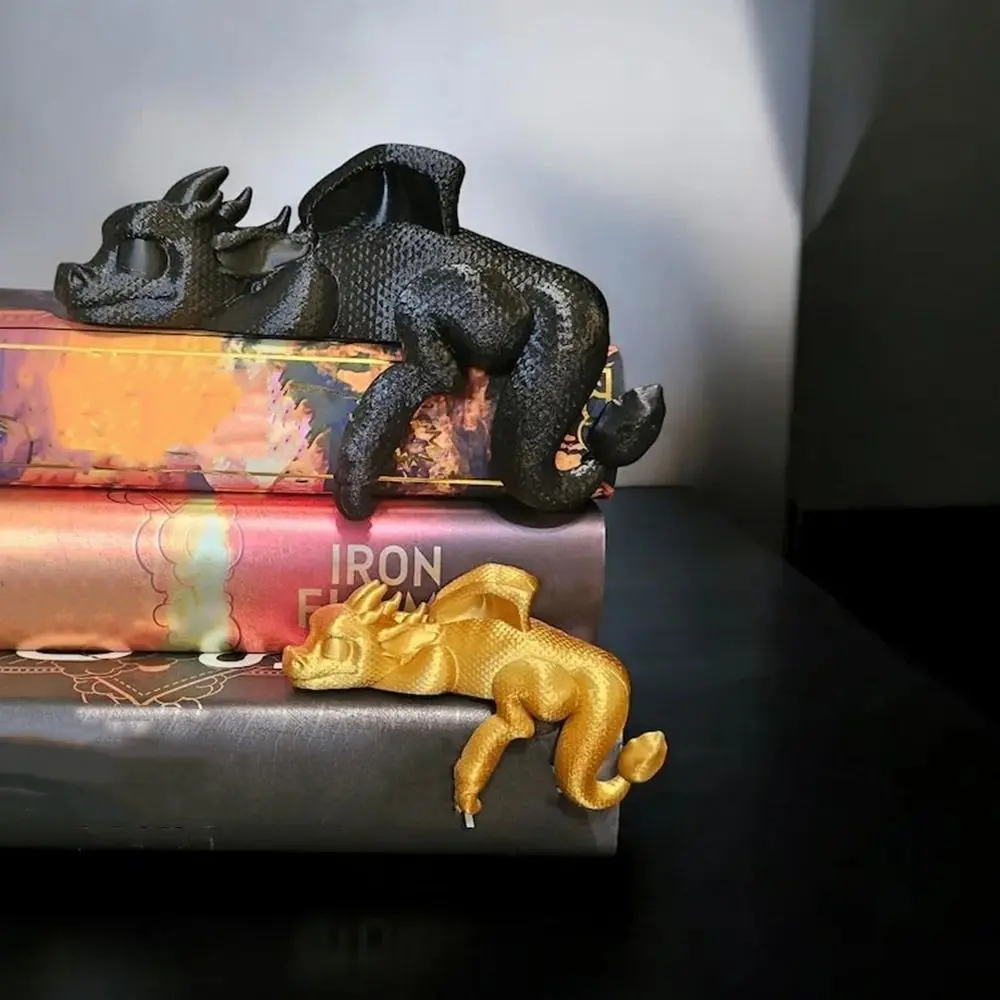 Creative 3D Printed Sleeping Dragon Bookshelf Plastic Decorative Dragon Figurine Funny Dragon Ornament Book