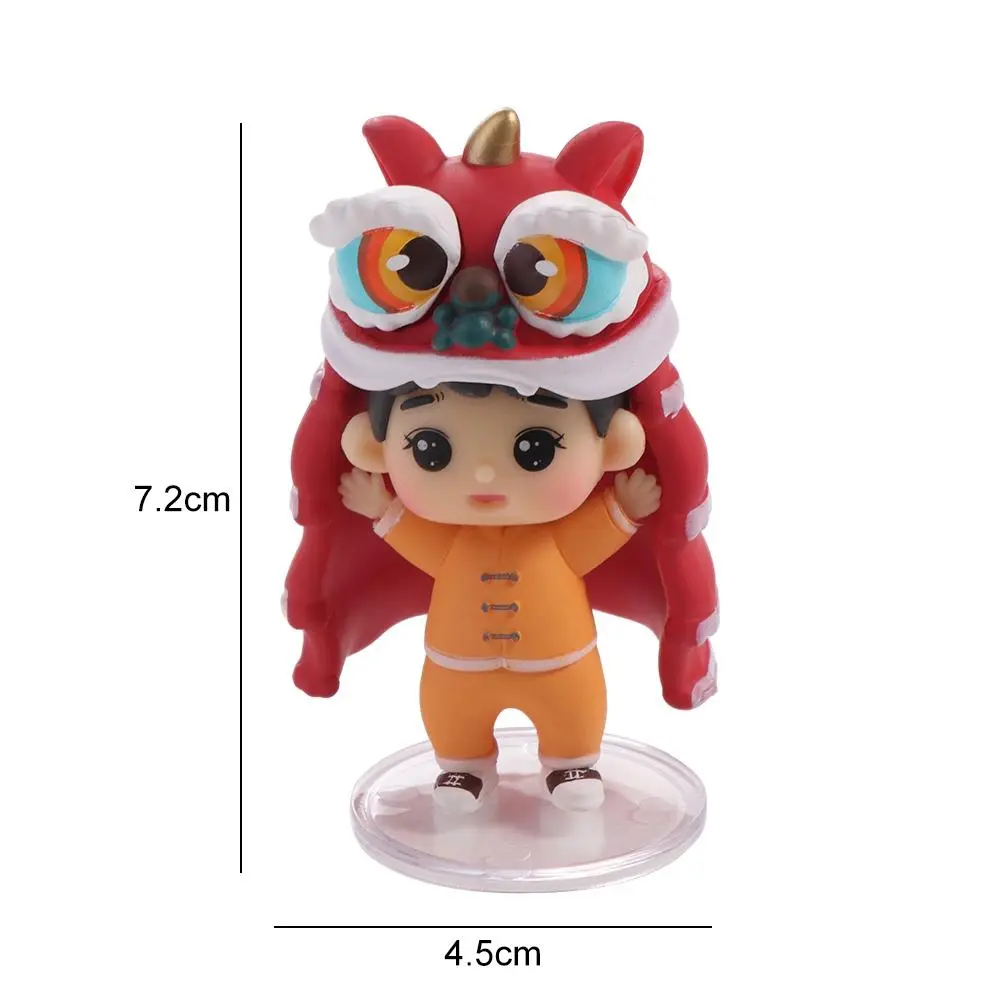 PVC Lion Dance Doll Ornament Lion Dance Koi Boy Girl Lion Dance Koi Boy Girl Doll Decoration Micro Landscape DIY Crafts