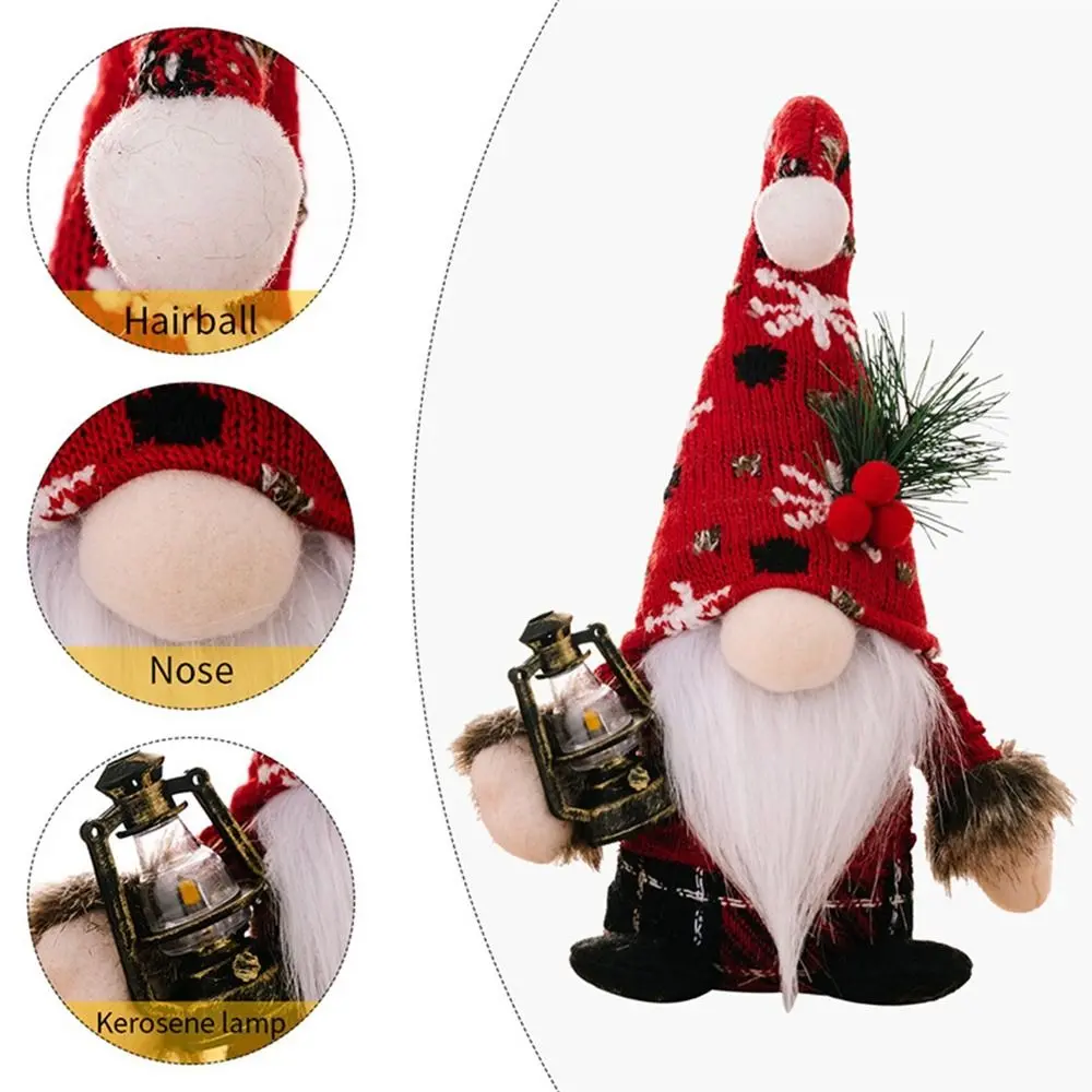 Creative Knitted Christmas Crutch Doll Non-woven Crutch Faceless Elf Doll Oil Lamp European Dwarf Doll Ornaments Living Room