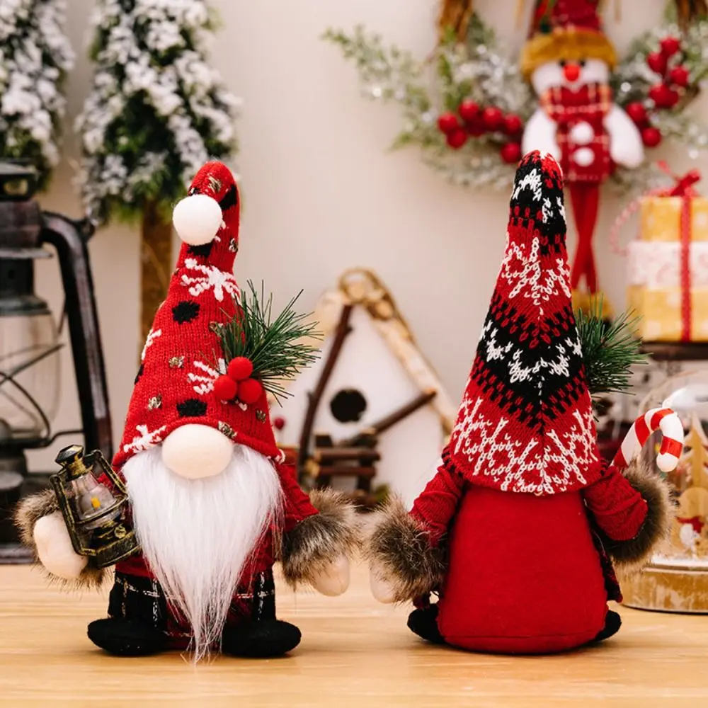 Creative Knitted Christmas Crutch Doll Non-woven Crutch Faceless Elf Doll Oil Lamp European Dwarf Doll Ornaments Living Room