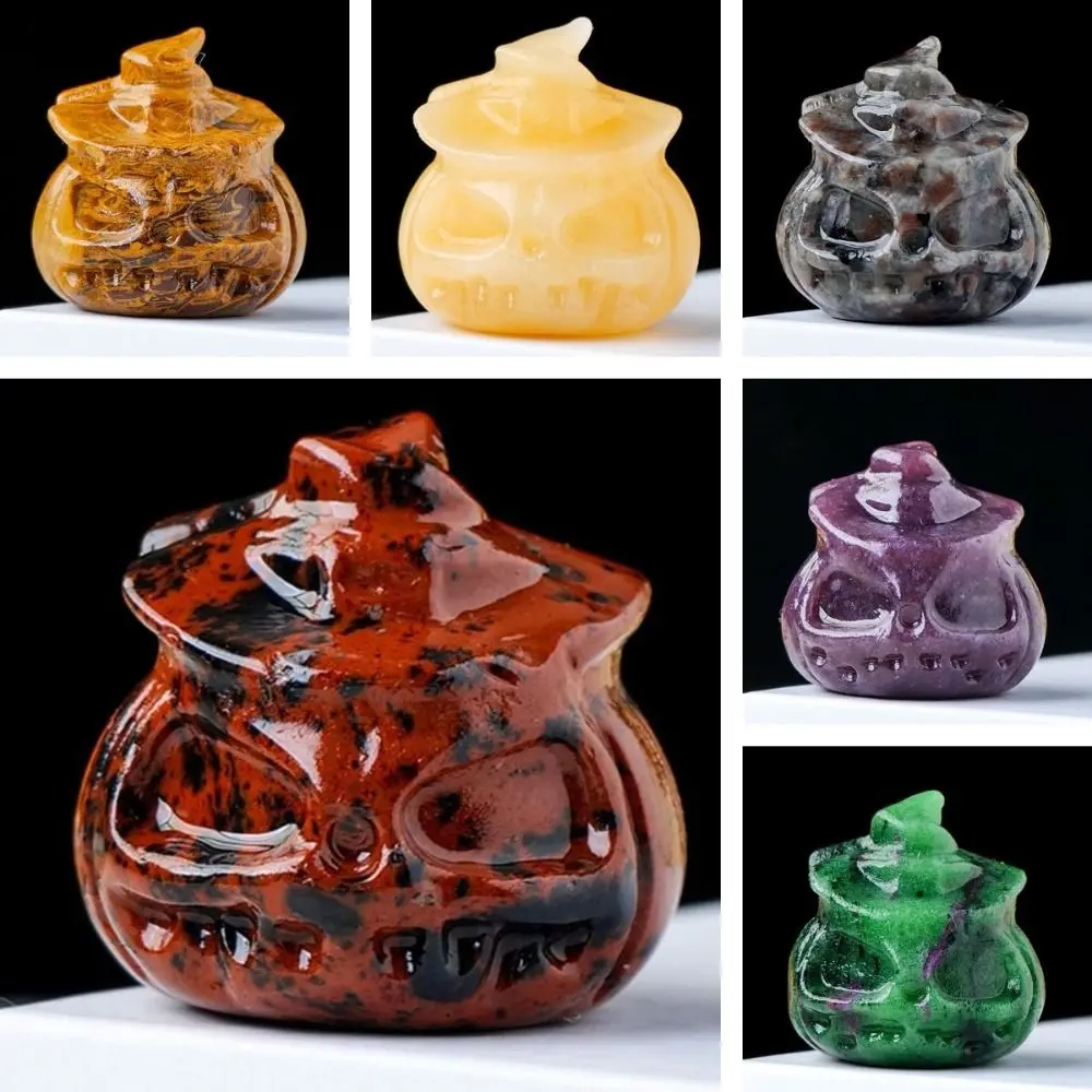 Creative Crystal Pumpkin Figurine Pumpkin Shaped Multicolored Mini Pumpkin Statue Manual Sculpture Crystal Ornament