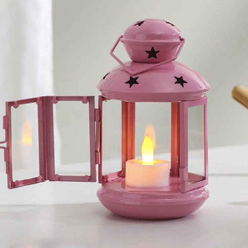 Wind-proof Hollow Star Candle Holder Wrought Iron Hanging Iron Wind Lamp DIY Candlestick Lantern Ornament Home Decor