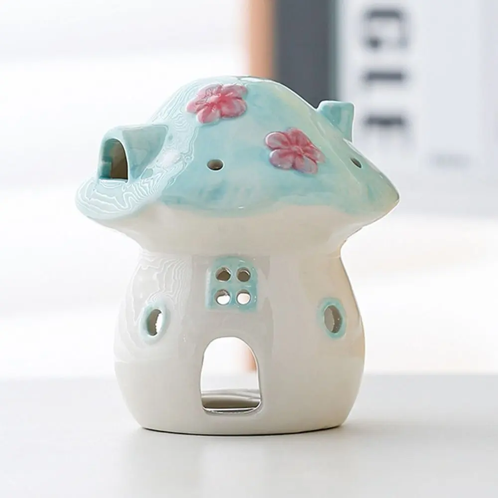 Cute Mushroom Candle Holder Romantic Cartoon Ceramic Aromatherapy Stove 3D Creative Candle Essential Oil Burner Coffee Shop