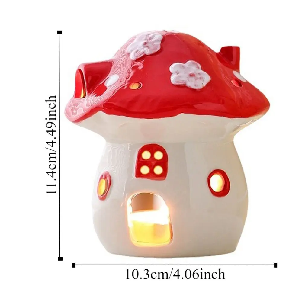 Cute Mushroom Candle Holder Romantic Cartoon Ceramic Aromatherapy Stove 3D Creative Candle Essential Oil Burner Coffee Shop
