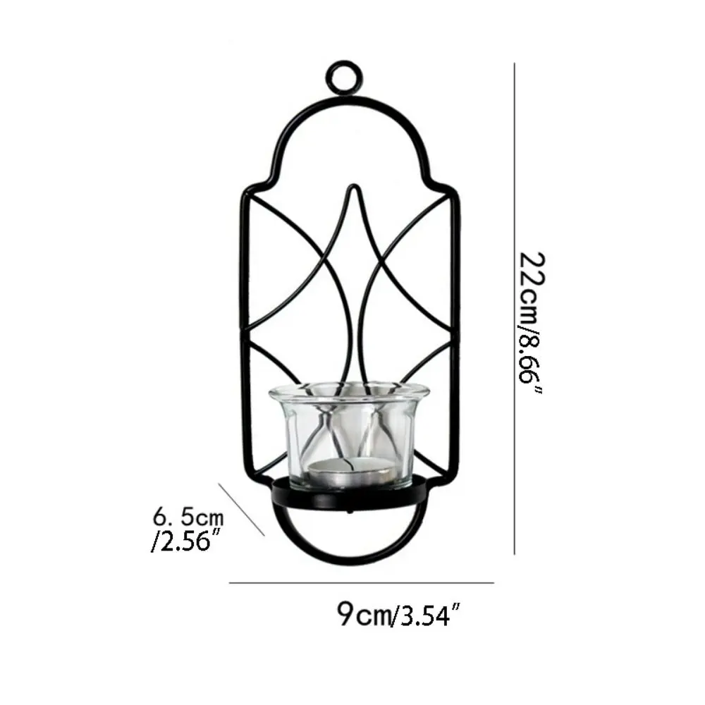 Wrought Iron Wall Mount Candle Stand Easy to Install Rustic Geometric Golden Candlestick Vintage Wall Tealight Holder