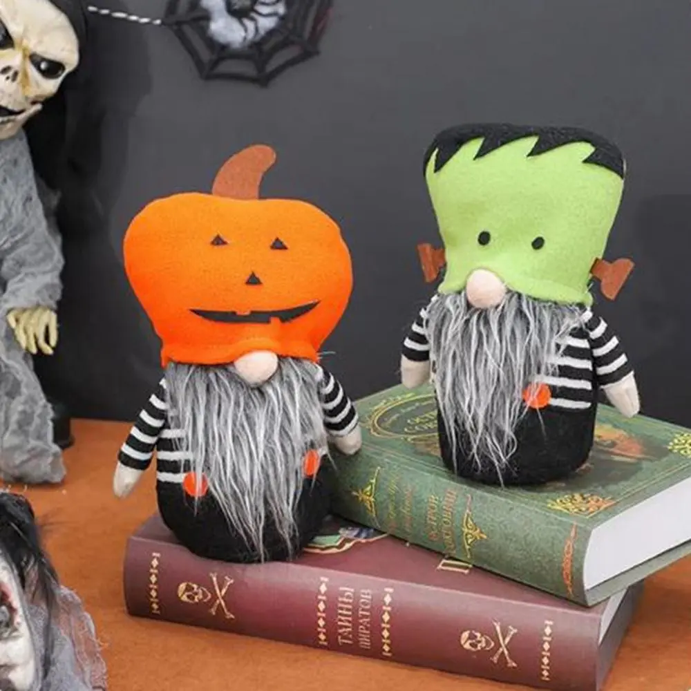 Handcrafted Pumpkin Hat Puppet Figurine Doll Colorful Delicate Pumpkin Hat Dwarf Ornament Eye Catching Cute Pumpkin Face Dolls