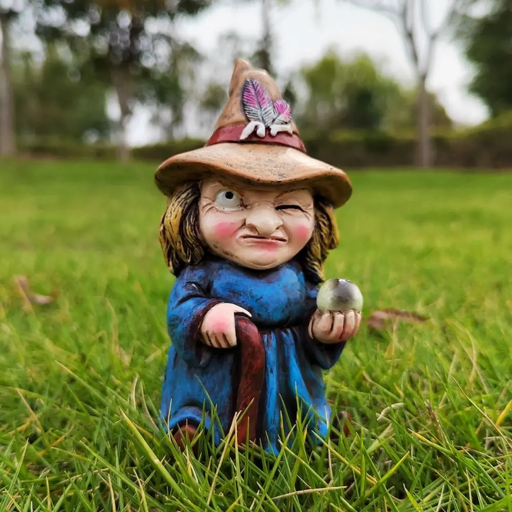 Crafts Resin Halloween Witch Sculpture Creative Funny Gnome Statues Cute Waterproof Garden Dwarf Figurine Children