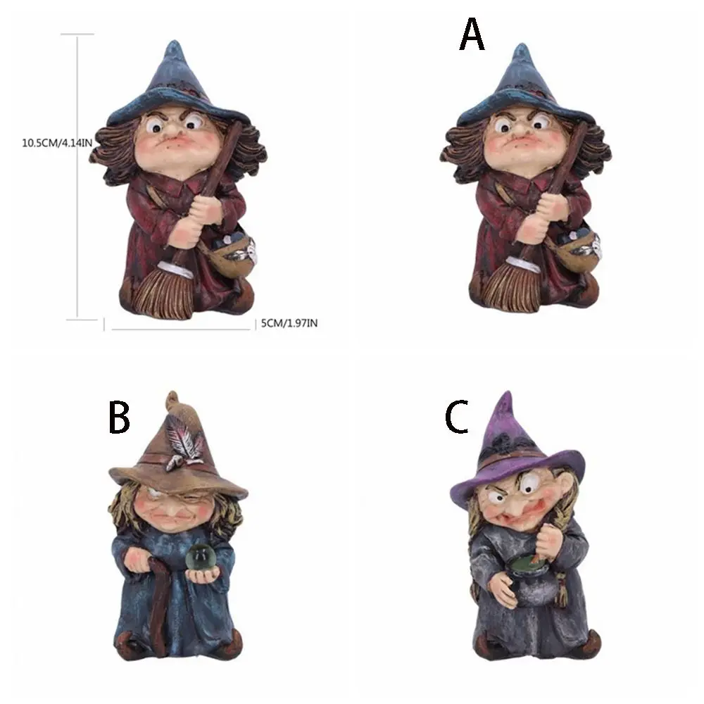 Crafts Resin Halloween Witch Sculpture Creative Funny Gnome Statues Cute Waterproof Garden Dwarf Figurine Children