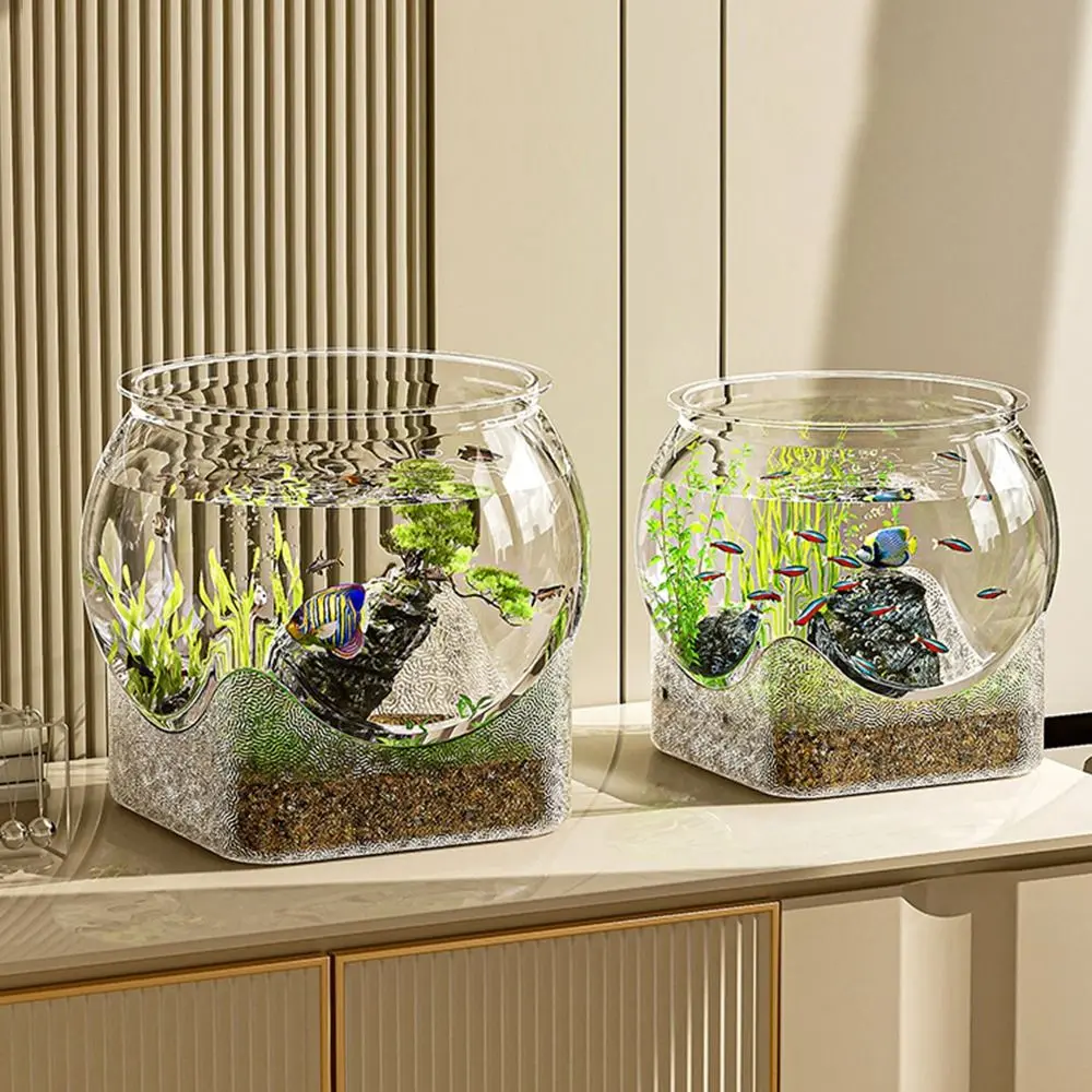 Ultra Clear Round Fish Bowl Removable Goldfish Bowl Desktop Fish Tank S M L Decorative Viewing Tank Tabletop Ornament