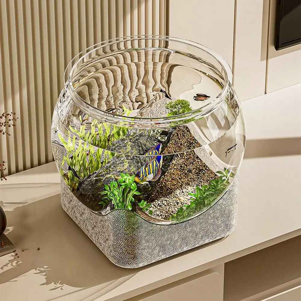 Ultra Clear Round Fish Bowl Removable Goldfish Bowl Desktop Fish Tank S M L Decorative Viewing Tank Tabletop Ornament