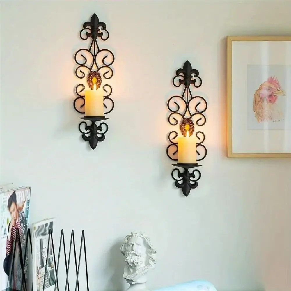 Iron Art Wall Mounted Candle Holders Exquisite Design Hanging Antique Tealight Holder Light Luxury Metal Tealight Ornament