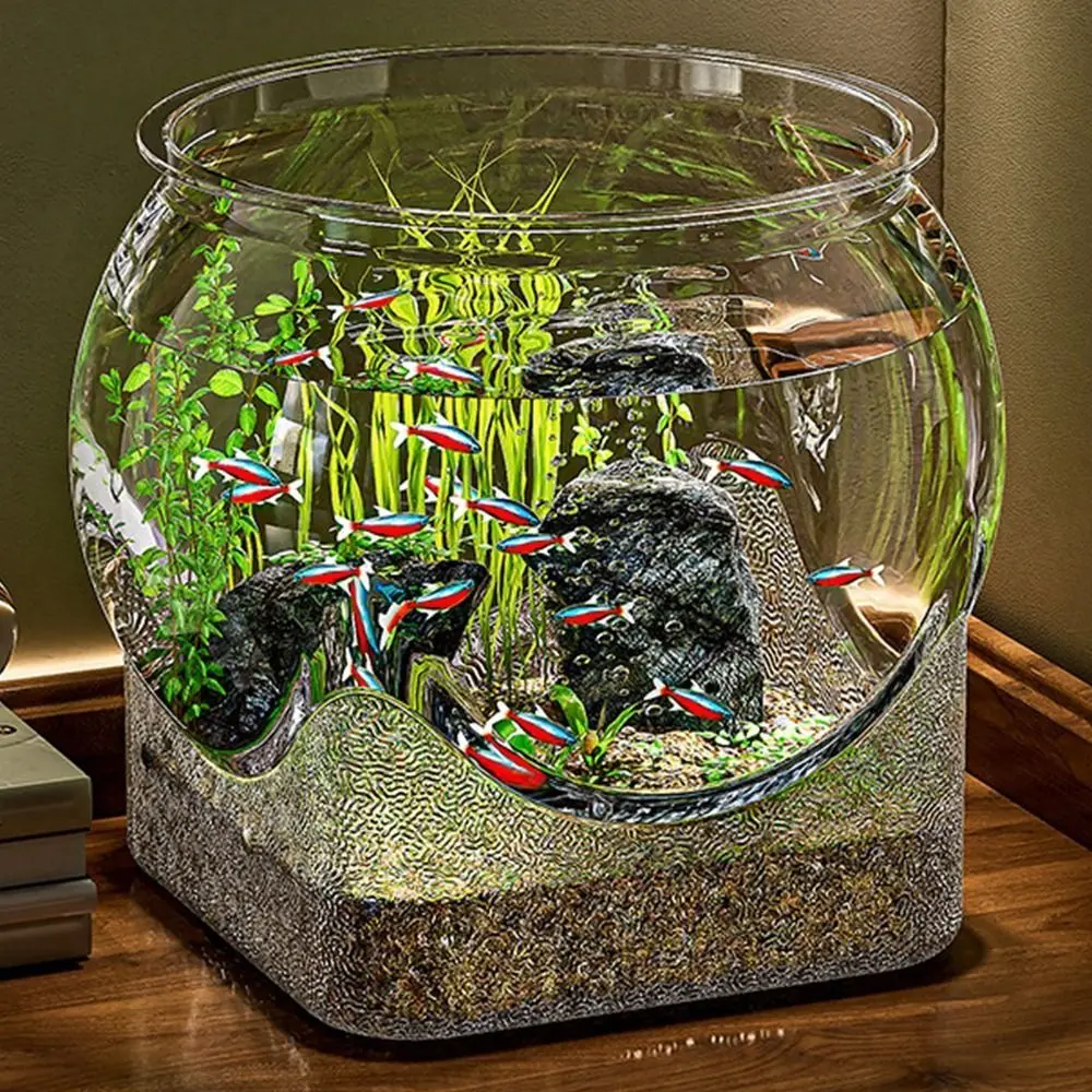 Ultra Clear Round Fish Bowl Removable Goldfish Bowl Desktop Fish Tank S M L Decorative Viewing Tank Tabletop Ornament