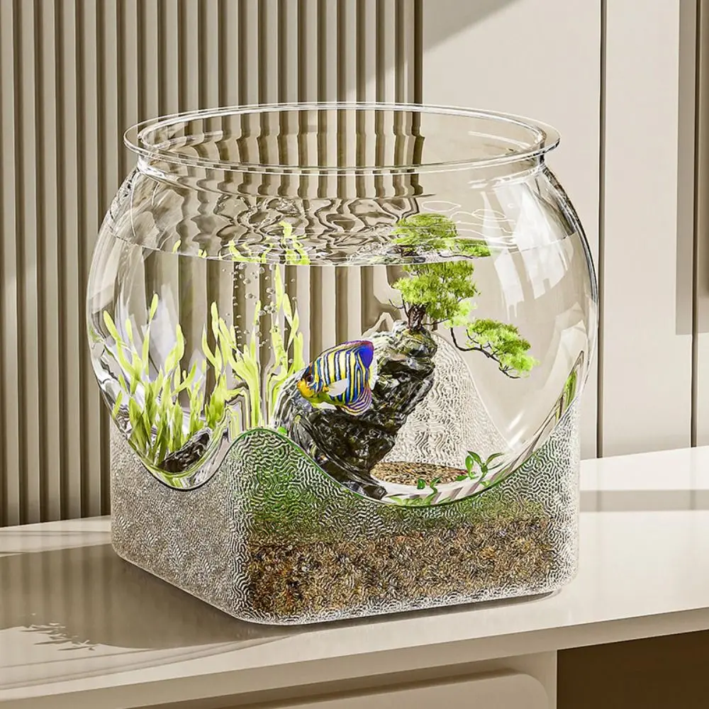 Ultra Clear Round Fish Bowl Removable Goldfish Bowl Desktop Fish Tank S M L Decorative Viewing Tank Tabletop Ornament